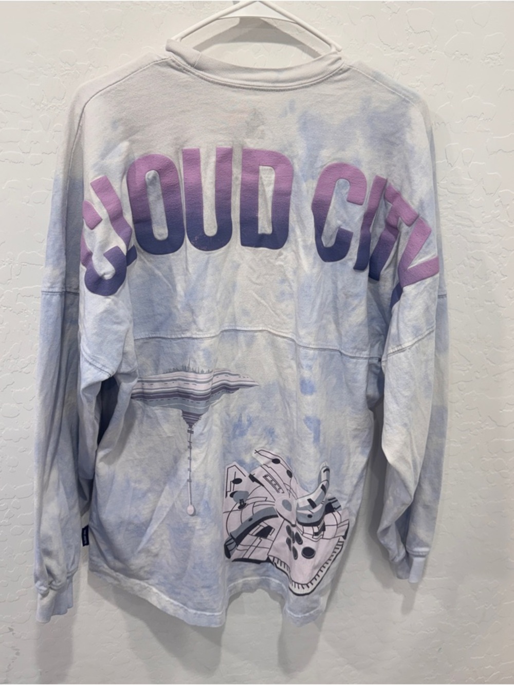 Disney Spirit Jersey Sweatshirt Womens Medium White Tie Dye Star Wars Cloud City
